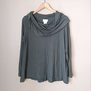 Soft Surroundings Womens Green cowl neck top size petite large